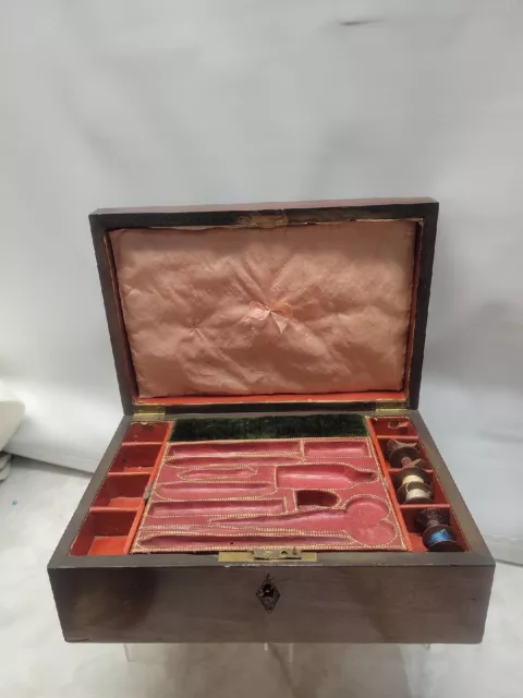 Antique Georgian 1780 - 1800 Mahogany Wood English  Needlework Box Very Rare