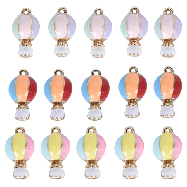 10 Stück plattierte Emaille Legierung Heißluftballon Charms Anhänger DIY Sc L CR 3