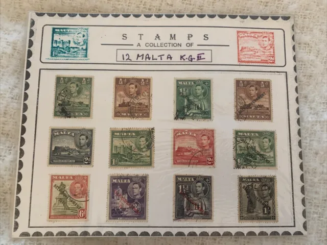 12 Malta King George VI Stamps