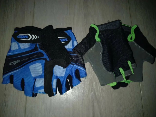 Childrens Bicycle 2x pairs Half Finger Sports Gloves Bike Cycling blue green