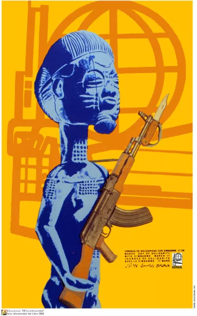 Political POSTER from Cuba.Tribal God GUN.African a22.Socialism History art