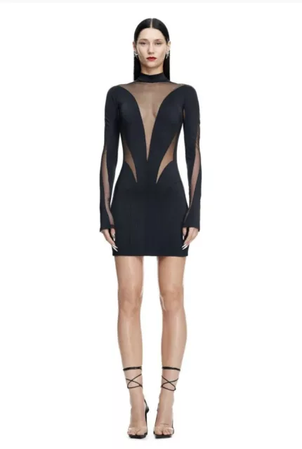 Mugler H&M  Size Large Mesh-paneled Mini Dress SOLD OUT RARE 2