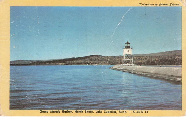 Postcard Grand Marais Harbor North Shore Lake Superior Minnesota
