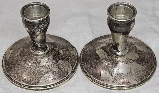 Pair Gorham 1444 Sterling Silver Candleholders Weighted 14.7 OZ