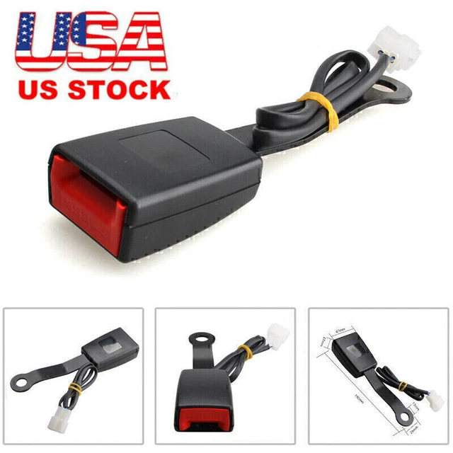 Black 7/8" Car Front Seat Belt Buckle Socket Plug Connector W/ Warning Cable US