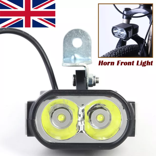 E-Bike LED Headlight 36V 48V 60V Electric Bicycle Scooter Horn Front Light GB