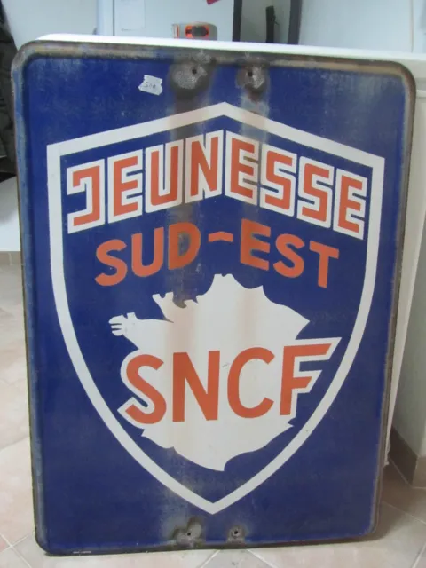ancienne plaque émaillée "Jeunesse SUD-EST", chemin de fer français