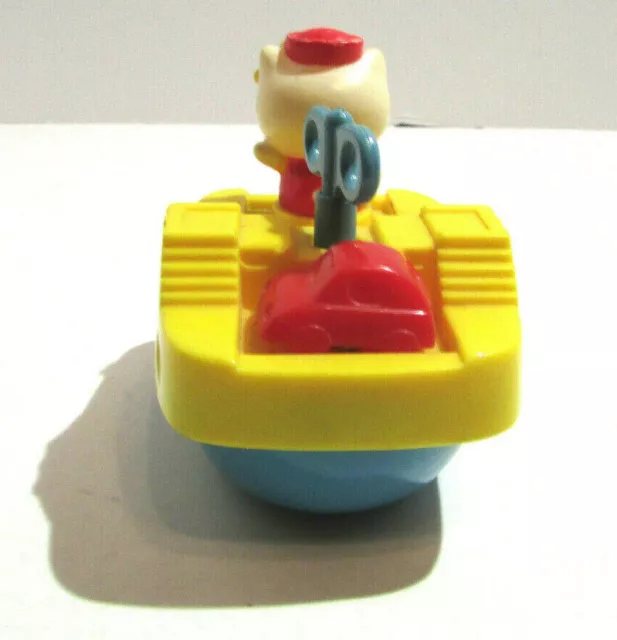 Mini jouet de bain bateau en plastique vintage Hello Kitty Wind Up Sanrio Japon FONCTIONNE RARE ! 3