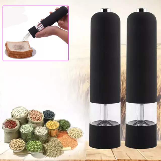 Salter Salt & Pepper Mills Electric Grinder Ceramic Mechanism Light Up Black