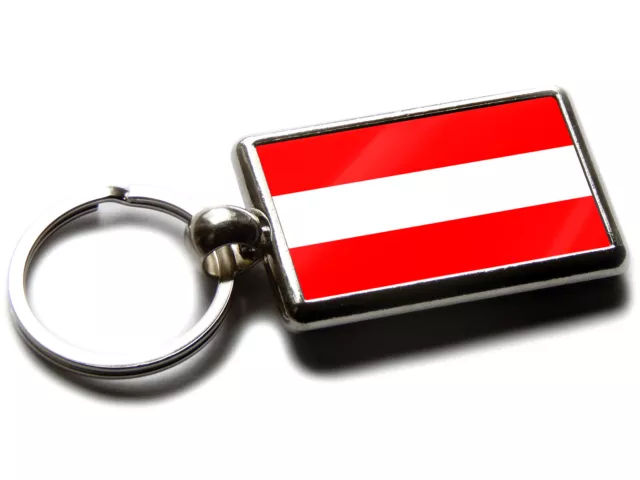 Austria Flag National Colours Quality Chrome Keyring Picture Both Sides