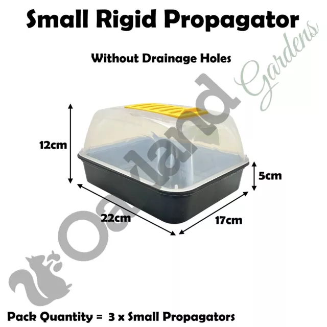 3 x 22cm Propagator Rigid Vented Cover Set Half Size Gravel Tray No Holes