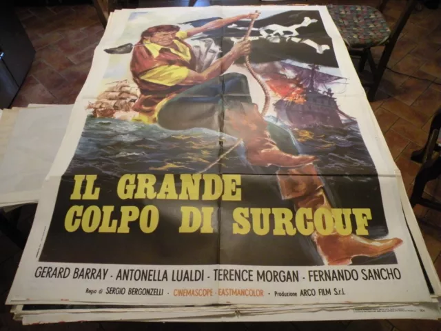 manifesto IL GRANDE COLPO DI SURCOUF (1966) R.BERGAMONTI G.CASILE tipo LOCANDINA