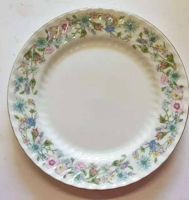 AYNSLEY: 'Wild Tudor' 8" Luncheon or Salad Plate - Swirled - Gold Rim