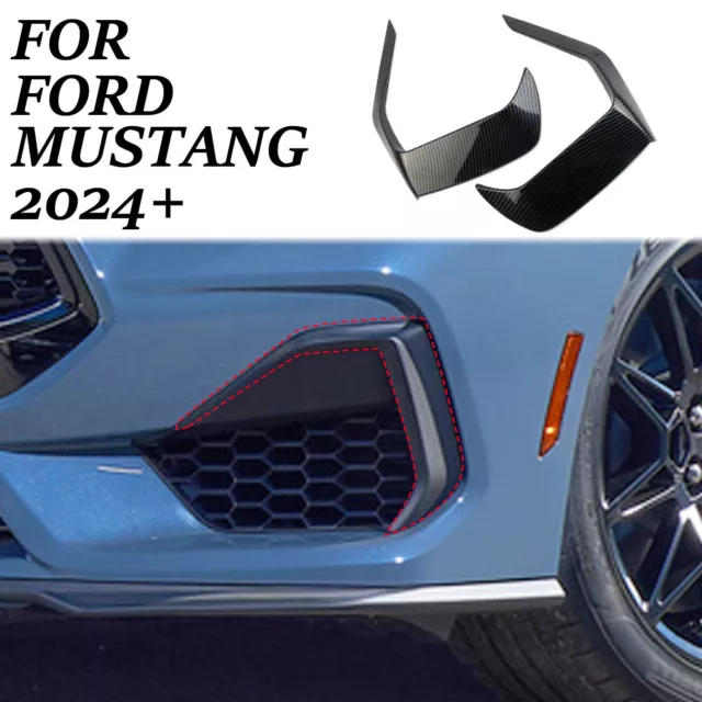 Carbon fiber front bumper light lamp cover trim frame for Ford Mustang 2024+