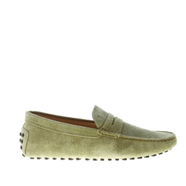 TOD'S MEN SHOES olive green suede Nuovo gommino penny loafer ...