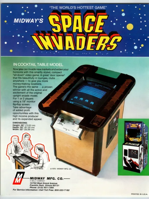 Space Invaders Arcade Game Flyer Original Video Art Alien Retro 1978 Table Model