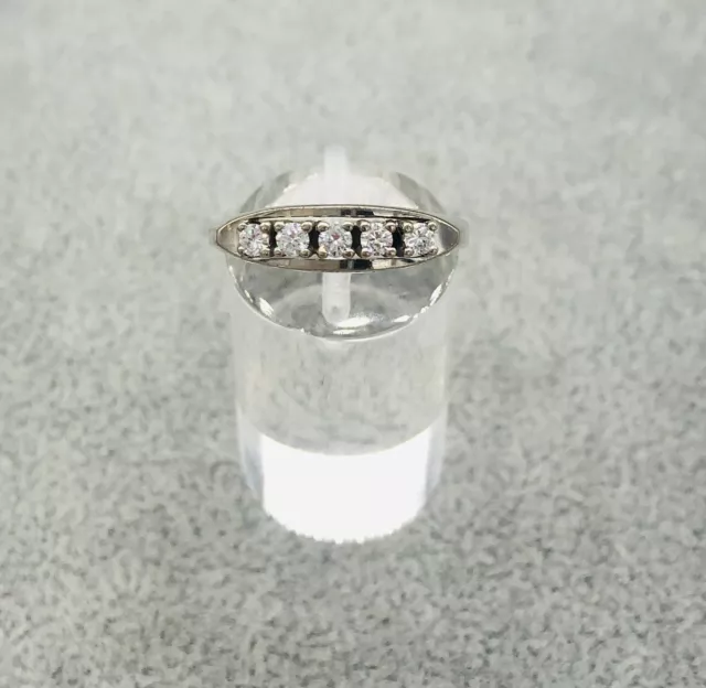 585 14 Carat or Blanc Bague Avec 5 Diamants 0,25 Ct.ringgröße 60