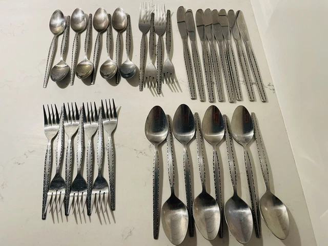 35 Pcs Rogers Co Stanley Roberts Stainless ENSENADA Korea Flatware Scroll