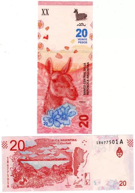 Argentine ARGENTINA Billet 20 PESOS 2017 LAMA GUANACO NOUVEAU NEW  NEUF UNC