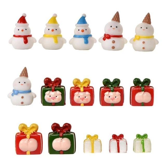 15pcs Christmas Miniature Figurines Mini Snowman  Micro Landscape Ornaments