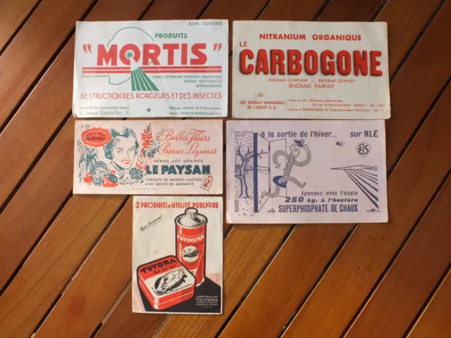 + Lot 5 buvards publicitaires Jardinage, engrais, produits ... +