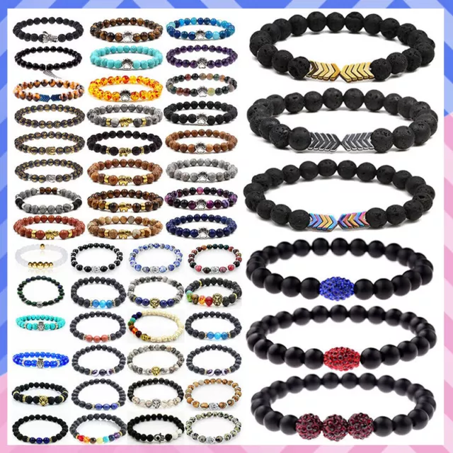 30 Pcs Wholesale Lots Mixed Bracelets Natural Stone Stretch Women Men Bracelets