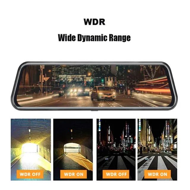 9.66" HD Dual Lens Car DVR Dash Cam Rearview Mirror Video Camera Loop Recording