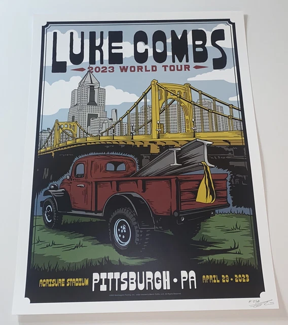 LUKE COMBS TOUR Poster Acrisure Stadium Pittsburgh PA 4/29/23 Official