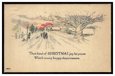 That Kind Of Christmas Joy Be Yours Vintage Postcard Snowy Scene Sunset Trees