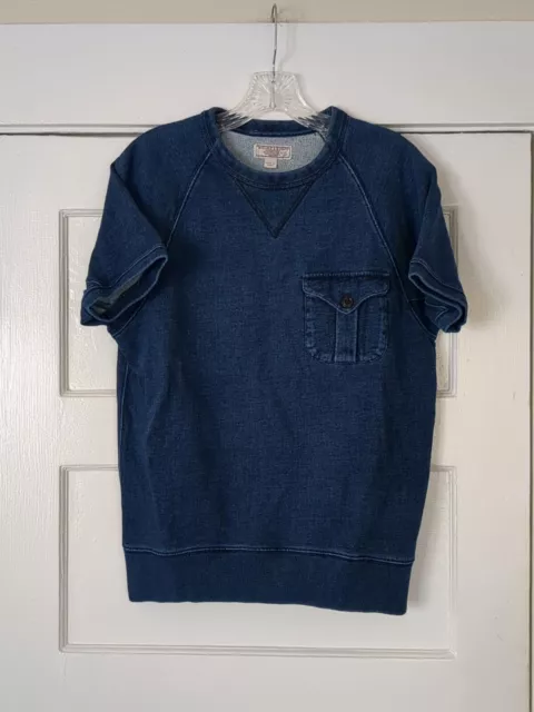 J Crew Wallace And Barnes Shirt Sleeve Shirt Small Indigo Blue