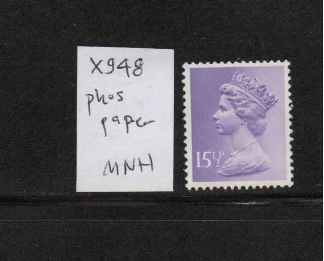 Machin - MNH/UM - 15 1/2p pale violet - SG X948 (phosphor paper)