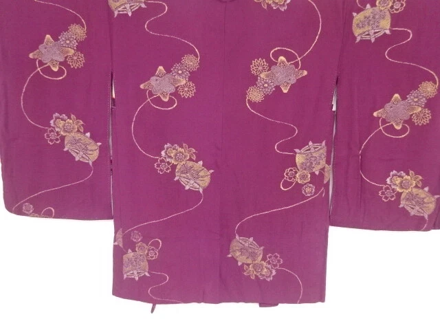 35826# Japanese Kimono / Antique Haori / Woven Flower & Spool Pattern
