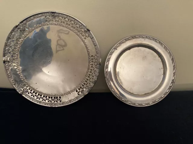 Lot Of 2 Vintage Silver Plate Serving Plates