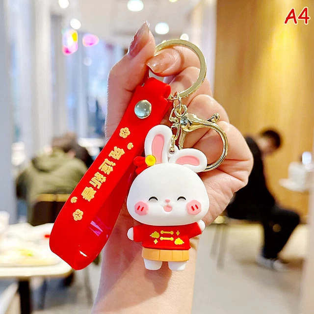 Cute Tang Costume Bunny Keychain Rabbit Year Lucky Pendant Bag Car Key Chain W1