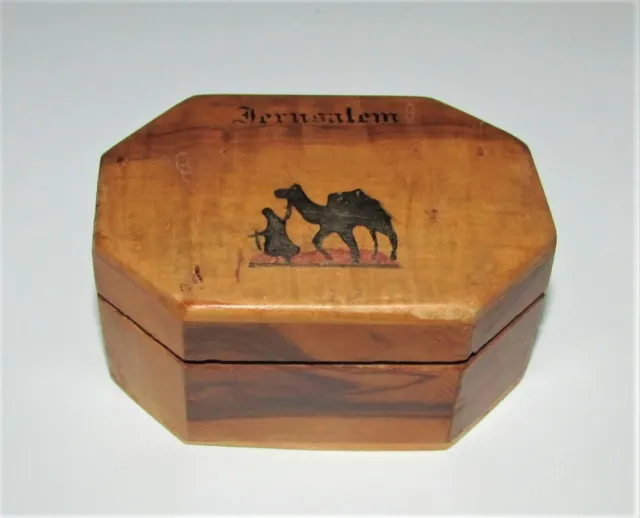 Wood Treen Souvenir Small Size Hand Made Trinket Box – Jerusalem