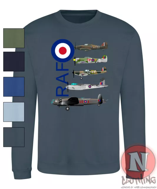 RAF planes of WW2 Sweatshirt Battle of Britain RAF bomber fighter aircraft