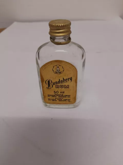 Vintage Collectible Bundaberg Rum Bottle 50ml glass yellow label