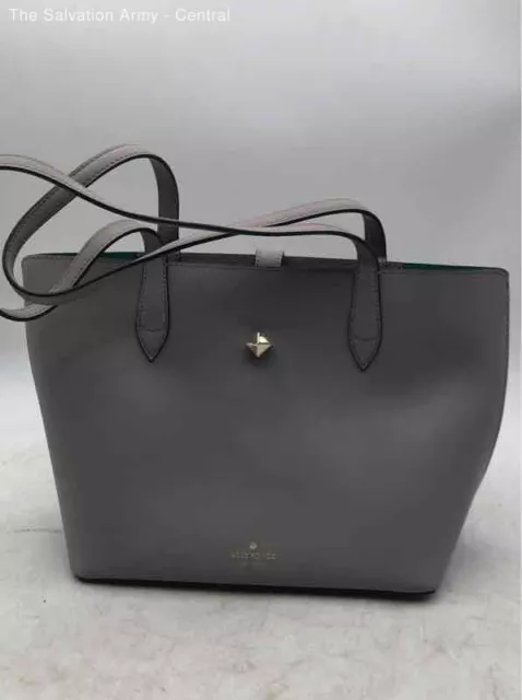 Kate Spade New York Womens Gray Leather Inner Pockets Double Handle Tote Bag