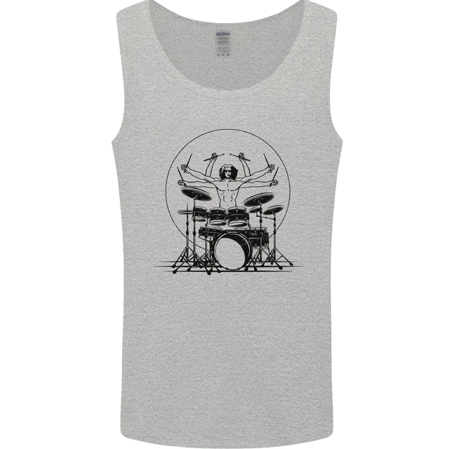 Vitruvian Drummer Funny Drumming Drum Mens Vest Tank Top