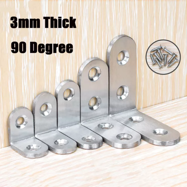 3mm Thick Right Angle Bracket 90 Degree L shape Stainless Steel Corner Braces