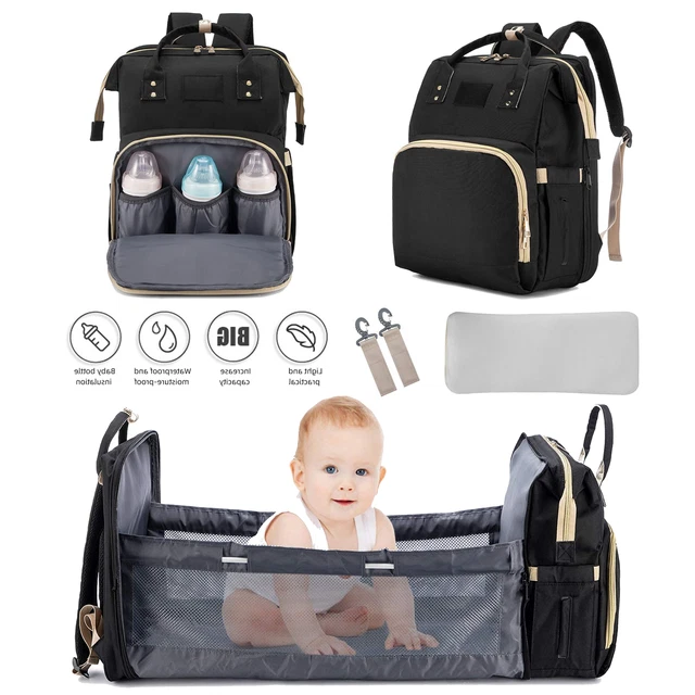 Travel Bassinet Portable Baby Bed Diaper Bag Backpack Foldable Crib Changing Pad