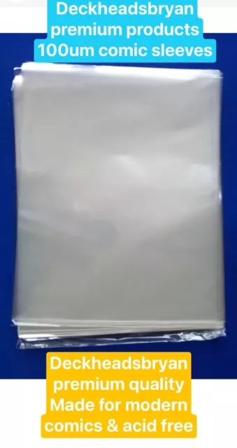 100 comic book plastic sleeves 182mm x 274mm (100um thick) premium