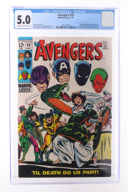 Avengers #60 - Marvel 1969 CGC 5.0 Marriage of Wasp and Yellowjacket. Spider-Man