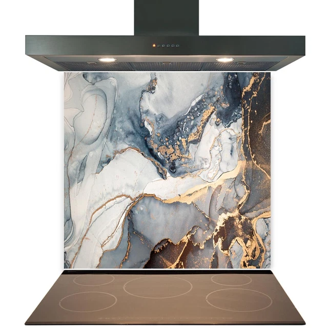 KITCHEN GLASS SPLASHBACK Toughened Tile Cooker Panel Any Size Design No ...
