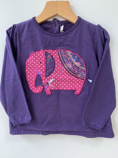 Jojo Maman Bebe Elephant Appliqué Long Sleeved T-Shirt 2-3 years