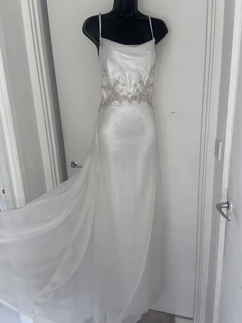 Abito da sposa damigella d'onore bianco romantico taglia 8-10 alto