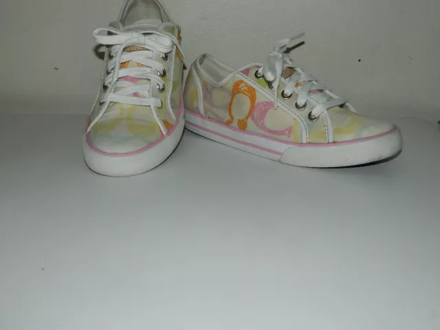 Coach Dee Women Sneakers Signature Canvas W/Leather Trim Q994 Size 6 B