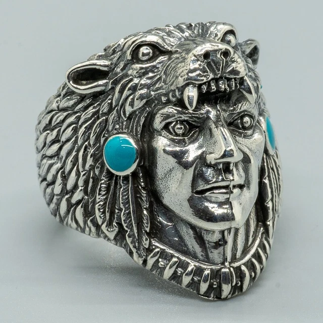 Bague Navajo Turquoise Argent Sterling - Vintage - Taille 11.5 - Occasion