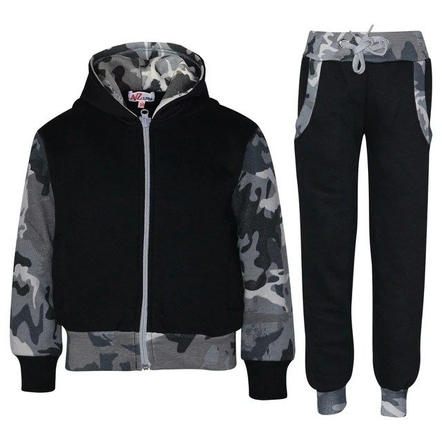Bambine Tuta IN Pile Felpa con Cappuccio Fondo da Jogging Joggers 2-13 Years