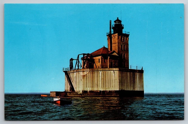 Port Austin Lighthouse Lake Huron Port Austin MI Postcard J8